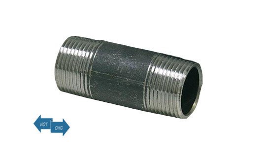 Stahlrohrdoppelnippel schwarz Nr. 23 1/2 x 100 mm
